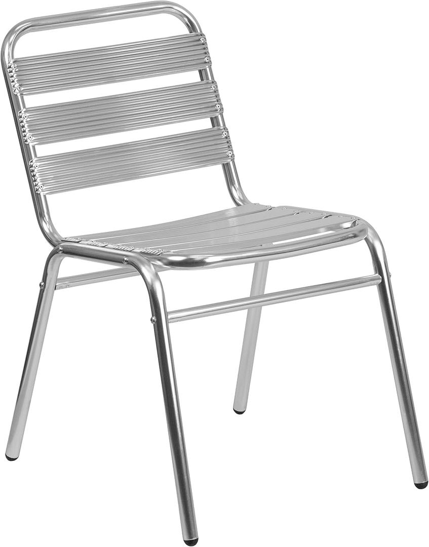 Flash Furniture Commercial Aluminum Indoor-Outdoor Restaurant Stack Chair with Triple Slat Back