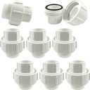 8pc PVC Union Pipe Fittings 1. Inch Heavy Duty PVC Material Leak Proof Design for Plumbing Irrigation and DIY Projects