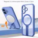 TORRAS Magnetic 360 Spin Stand Case for iPhone 16 Case, [Full Camera Protection][Fit for MagSafe][16FT Mil-Grade Drop Protection] Slim Blue Case for iPhone 16 Phone Case (6.1"), Translucent Blue