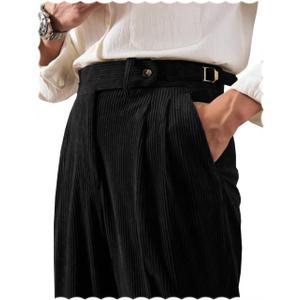 Men's Pants Corduroy Tailored Classic Fit Winter Stretchy Casual Corduroy Dress Pants (34W x 30L, Black)