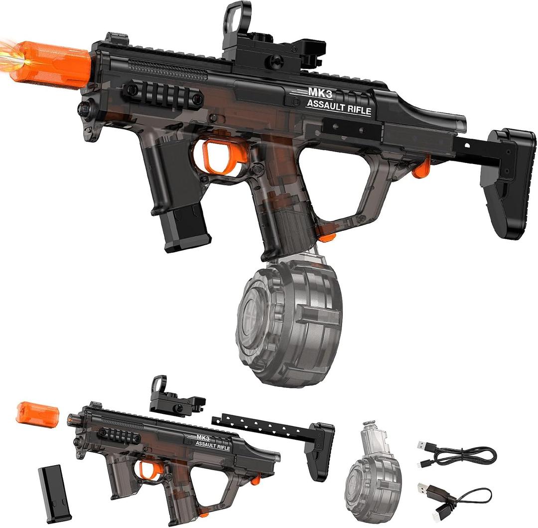 Electric Water Gun for Adults Kids, Automatic Squirt Gun with 49FT Range, Watergun with Flashing Muzzle, Summer Outdoor Water Pistol Pool Beach Party Toys for Boys Girls (Black)