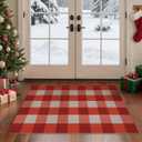 GENIMO Checkered Rug 3x5 Ft Red and White Outdoor Rug Buffalo Plaid Rugs Mat Fall Doormats Washable Rug for Front Porch Decor Indoor Entrance Patio Balcony Entryway