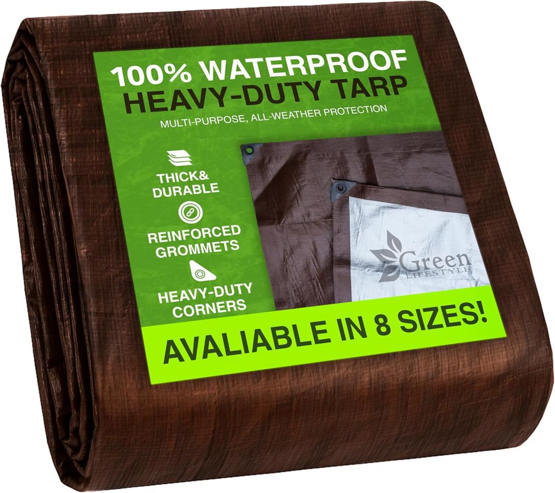 GREEN LIFESTYLE Heavy Duty Tarp Waterproof  Covers Supplies & Equipment (10x12)
