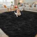 8x10 Area Rugs for Living Room Bedroom, Large Area Rug Shaggy Carpet Soft Plush Furry Bedside Rug, Rugs for Home Decor (Black, 8 x 10 Feet)