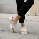 TIDU Women's Orthopedic Shoes Arch Support Slippers for Plantar Fasciitis Diabetic Casual Slip On Mules Comfortable Walking Canvas Loafer (9, Yellow)