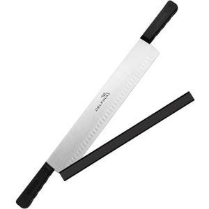DELFINA 15 Inch Double Handle Cheese Knife with Blade Protector, Stomatal Blade with 5" Plastic Comfortable Handles, Cheese Knife for Cheese,Cakes,Vegetables,Butter,Soaps