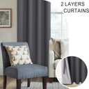 XWZO 100% Blackout Curtains 84 Inches Long with Tiebacks- Heat and Full Light Blocking, Thermal Insulated Window Panels with Grommets for Bedroom/Nursery, Dark Grey, W52 x L84, Set of 2 Draperies