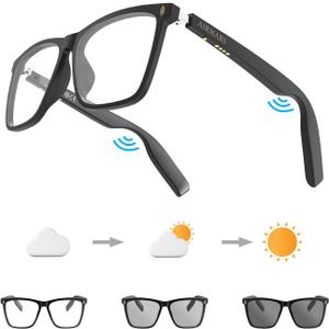 AIRMARS Smart Glasses for Men and Women with Speaker/Bluetooth Sunglasses with Photochromi/Blue Light Filter & Polarized Lenses, Smart Sunglasses Bluetooth 5.4 Support Voice Assistant/Android/Mac/PC