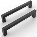 Amerdeco 9 Pack Kitchen Cabinet Handles 7 Inch(178mm) Hole Centers, Matte Black Stainless Steel Handles for Kitchen Cabinet Hardware, Cabinet Pulls for Bathroom Cupboard Dresser Drawer Handles