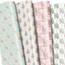 3 x FIEHALA 12 Pcs Pink Christmas Wrapping Paper Nutcracker Christmas Tree Design Xmas Gift Wrap for Girls Kids Women Holiday Celebration - 20 x 28 Inches Per Sheet