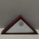 Personalized DIY Flag Case for Burial Flag by Yourself, Glass Front Walnut Display Case for Memorial 5'x9.5' Flag, Custom Name Wood Shadow Box for Military, Metal Letters and Logo Stickers Wall Mounted