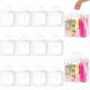 Ohuimrt 20 PCS Clear Plastic Gift Bags with Handles, 11 x 11 x 3.94 Inches Reusable Party Favor Bags with Ribbon Transparent Gift Wrap Bags Bulk for Weddings Birthdays