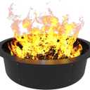 Round Outdoor Fire Pit Ring Insert 31-Inch Inner 35-Inch Outer Diameter, Heavy Duty Metal Steel DIY Firepit Liner Campfire Rings for Outside Wood Burning Above or In-Ground, Black