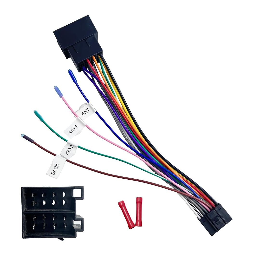 16Pin ISO Aftermarket Radio Harness Adapter for Volkswagen 2003-2015, 16Pin Android Car Stereo Wiring Harness with SWC Reverse for Jetta Passat CC Golf Touareg