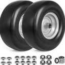Suriwee 13x5.00-6 Flat Free Lawn Mower Tires and Wheels with 3/4" 5/8" 1/2" Bearings, Zero Turn Mower Front Tires, 3.25"-7" Center Hub (2 Pack,Yellow)