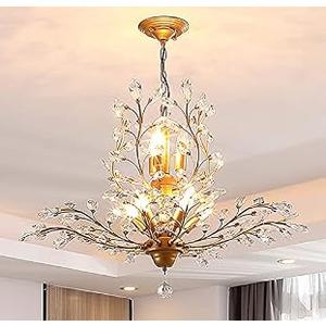 8-Light Crystal Chandelier, 30.7 Inch Gold Hanging Fixture
Vintage K9 Crystal Branch Pendant Ceiling Light, Adjustable Chain, E12 Bulbs Required, for Dining Room, Living Room, Foyer