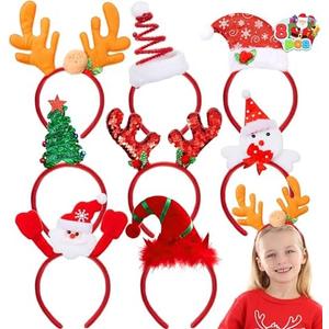 JOYIN 6 PCS Christmas Headbands Head Hat Toppers Costume Accessories for Kids Girls Boys Christmas Parties Xmas Holiday Party Favors Photo Booth