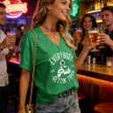 Women's St Patrick's Day Shirt Lucky Shamrock Pub Tee Soft Short Sleeve Irish Tops (Medium, Green)