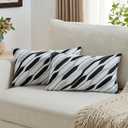 FUTEI Black White Decorative Throw Pillow Covers 12x20 Inch Set of 2,Soft Geometric Textured Faux Cashmere Pillow Case,Modern Home Decor for Couch Bed Living Room