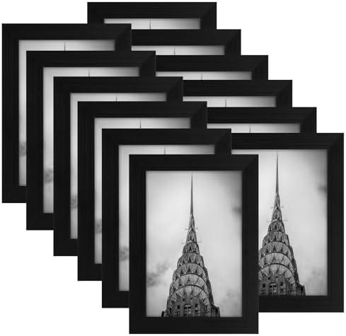 4x6 Picture Frames Black Set of 12 for Wall Gallery Collage Photo Frames | Wall and Tabletop, HD Shatterproof Plexiglass