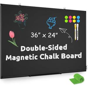Magnetic Chalk Board Black Chalkboard Double-Sided Blackboard for Wall
36"x24" Black Aluminum Frame Large Black Board Office Kitchen Home Decor School Supplies