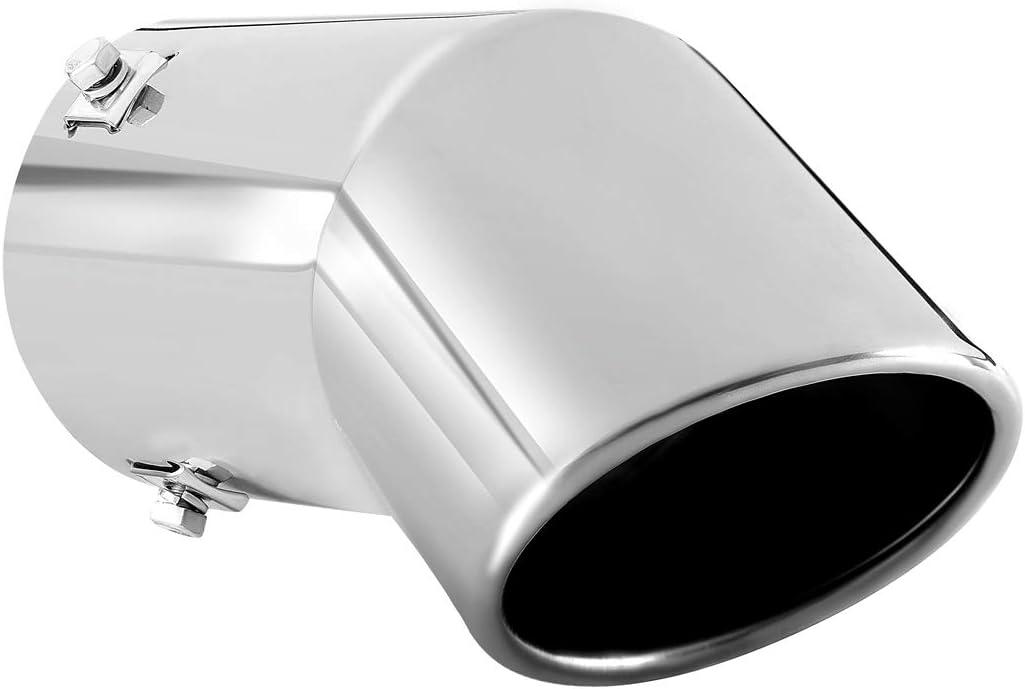 Exhaust Tip, 2.75-3 inch inlet adjustable, 3.5'' Outlet 8'' Long Muffler Tip, Chrome Stainless Steel Truck Car Turn Down Tail Tip, Clamp On Tailpipe