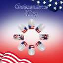 Independence Day Press on Nails Short - Square Fake Nails with American Flag Design - Glitter, 4th of July False Nails for Women 24 Pcs