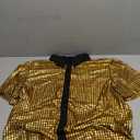 Zando Men's Sequin 70s 80s Disco Shirt - Retro Short Sleeve Button Up Costume Halloween New Year Party Outfit Top & Clubwear, M