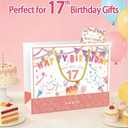 BOPLYBAY Age 17 Birthday Gift Bag with Card & Tissue Paper, 17th Birthday Party Gift Bag for Girls, Cute Ready-to-Use Gift Packaging