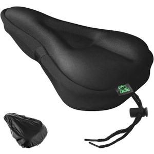 Zacro Bike Seat Cushion - Gel Padded Bike Seat Cover for Men Women Comfort, Extra Soft Exercise Bicycle Seat Compatible with Peloton, Outdoor & Indoor Bike Saddles (Black)