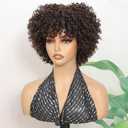 Medium Brown Synthetic Curly Wigs For Black Women Short Curly afro Wig With Bangs Synthetic Hair Heat Resistant African American Wigs