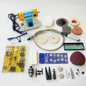 Jewelry Polisher Bench Buffer Polishing Machine 110V 320W Bench Grinder Dental Buffer with Cloth Wheels, Fiber Wheel, Polish Compound, Flexible Shaft for Amber Metal Wood