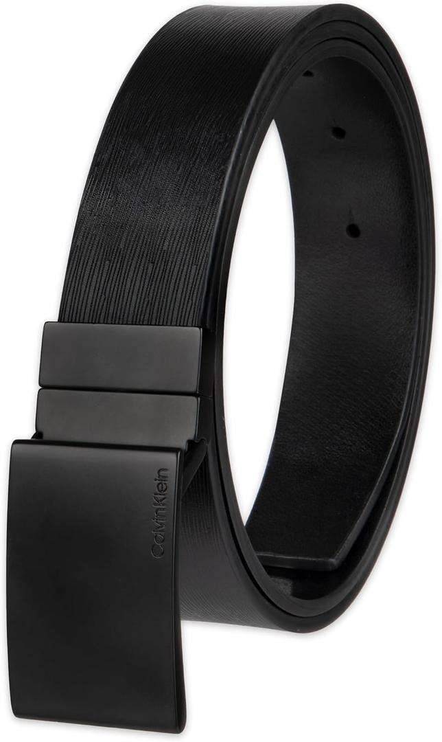 Calvin Klein Mens Reversible Leather Belt - 2in1 Versatile Modern Style (Medium (34-36), Black/Black)