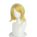 Short Blonde Wigs Shoulder Length Blonde Cosplay Wig for Costume Short Yellow Wigs Cosplay Outfit Halloween Party +Hair Cap