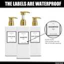 White With Gold Pump Shampoo Bottles Set of 3, 500ml Refillable Shower Dispenser, Rectangular Plastic Bottles with Pump, Glass & Metal Free