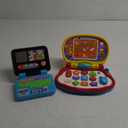 Fisher-Price Baby & Toddler Toy Laugh & Learn Lets Connect Laptop Pretend Computer with Smart Stages for Infants Ages 6+ Months and VTech Brilliant Baby Laptop, Red