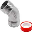 45 Degree Elbow 2PCS, 3/4" NPT Male X 3/4" NPT Male 304 Stainless Steel Pipe Fitting, Connector Coupler Apply to Outdoor/Garden/Industrial