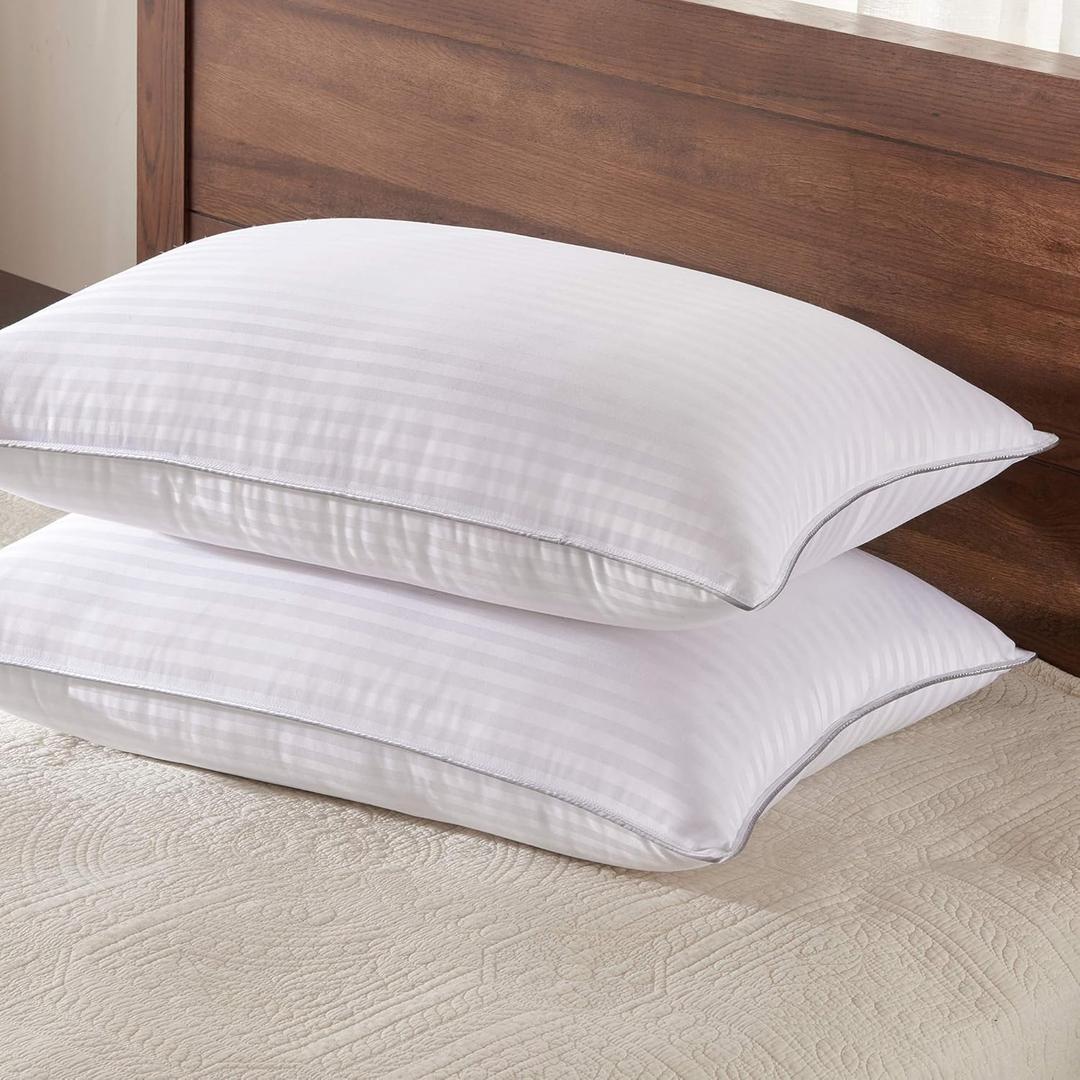 Basic Beyond King Size Bed Pillow - 2 Pack Hotel Collection Super Soft Down Alternative Pillow for Sleeping, 20x36 Inches (White)