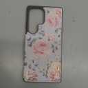 UEEBAI Wallet Case for Samsung Galaxy S25 Ultra 5G with Card Holders, PU Leather Cover Kickstand RFID Blocking Double Magnetic Clasp Rilievo Flower Flip Case for Women Girls - Purple Rose