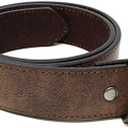 Leather Belt Strap with Vintage Distressed Texture 1.5" Wide with Snaps and without Buckle S