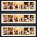 Chunful 3 Pcs 28x9 inch Picture Frame Display 6 opening 4X6 Picture Frame Collage Multiple with Mat Wall Tabletop Decor Wood Grain