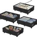 Babenest 4-Pack Under Bed Storage Organizer with Clear Zippered Lid, Foldable Rolling Underbed Drawers on 6 Wheels, Space Saving Clothes, Shoes, Toy Storage for Bedroom, Dorm, Closet