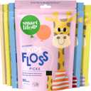 SmartLifeco Biodegradable* Kids Flossers - Unflavored Dental Floss Picks for Children, Fluoride & PFA Free, Straw Wheat Fun Animal Flossing Sticks for Toddlers Teeth, Eco Friendly Compostable*, 300x (1 Count (Pack of 300))
