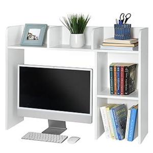 GlossyEnd Sturdy and Elegant Wood Dorm Desk Bookshelf Organizer, Office Desk Bookshelf Holder, Desktop Bookshelf Storage, Desk Book Organizer, Collage Dorm Desk Bookshelf, White