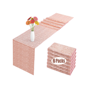 6 Pack Sequin Table Runner Rose Gold  Glitter Rose Gold Table Runner for Rectangle Table for Birthday, Wedding, Banquet, Holiday Party Decorations & Baby Shower