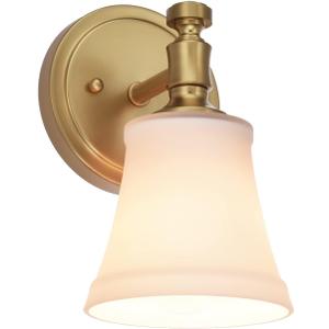 Wall Sconces, Traditional Aged Brass 1 Light Sconce, Wall Light with Opal Glass Shade for Bedroom Bathroom Living Room & Hallway Vanity Lighting Fixture