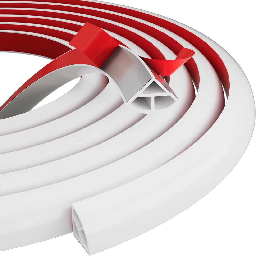 Flexible Quarter Round Molding Trim, Peel and Stick Silicone Rubber Edge Trim for Floor, Tub, Cabinet, Shoe Molding Around Curved Stairs, Columns & Wall Edges - 236 L x 0.6 W x 0.6 H