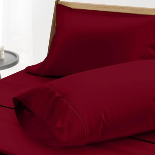 THREAD SPREAD 100% Egyptian Cotton Pillow Cases - 1000 Thread Count Pillow Cases Queen/Standard Size Set of 2, Soft & Breathable Extra Long Staple Sateen Weave Cotton Pillow Cover for Bed - Burgundy