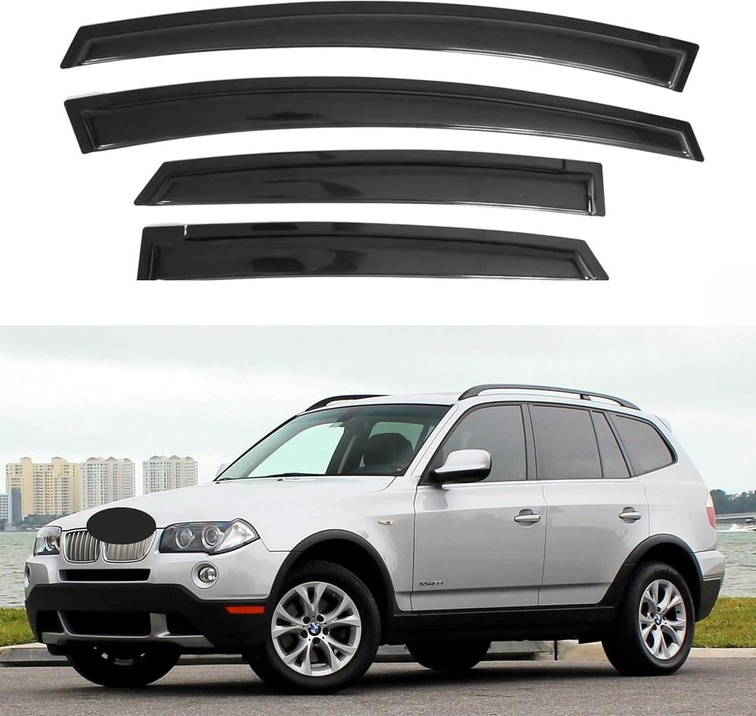 IG Window Visor for BMW X3 2003-2010, Rain Guard Tape-On Extra Durable Sun Wind Side Vent Window Deflector, 2003 2004 2005 2006 2007 2008 2009 2010