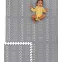 Childlike Behavior Baby Play Mat - 72x48-Inch Tummy Time Mat - 6-Piece Interlocking Foam Floor Tiles for Toddlers - Soft Waterproof for Floor Play and Crawling - Grey